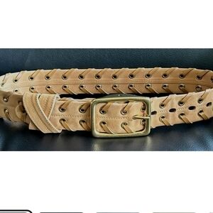 Chloé Tan and Gold Leather Belt